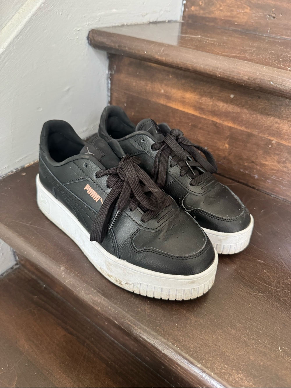 Puma Women Black Sneakers with White Platform Soft Foam